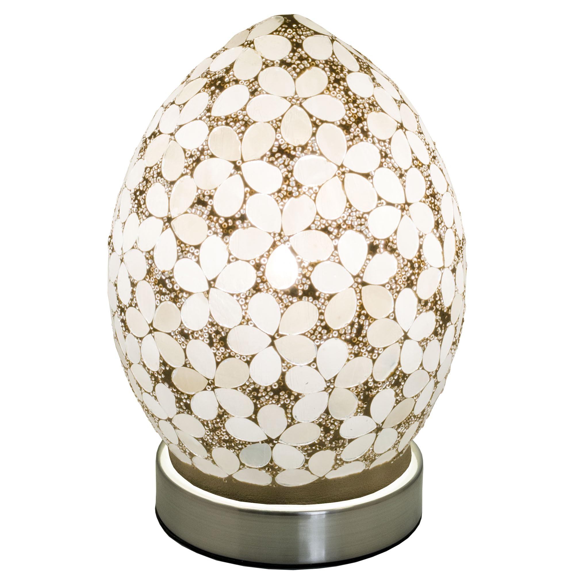 The Look White Mini Mosaic Glass Egg Lamp - Opaque Flower Design