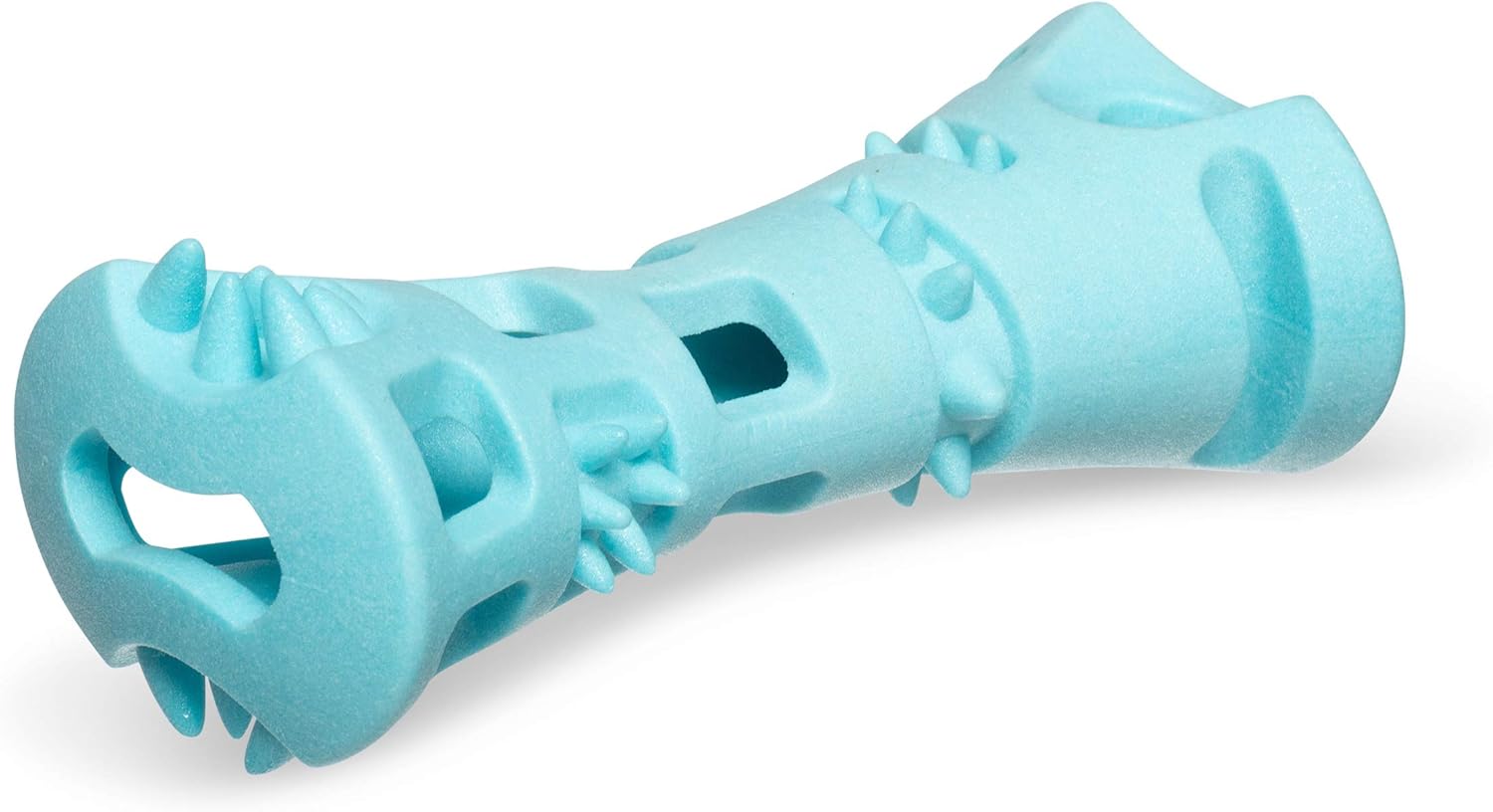 Messy Mutts Completely Pooched Chew n’ Stuff Roll | 6” Sturdy TPR Canine Toy | Made for Robust Chewers | Interactive Deal with Puzzle for Canines | Teal
