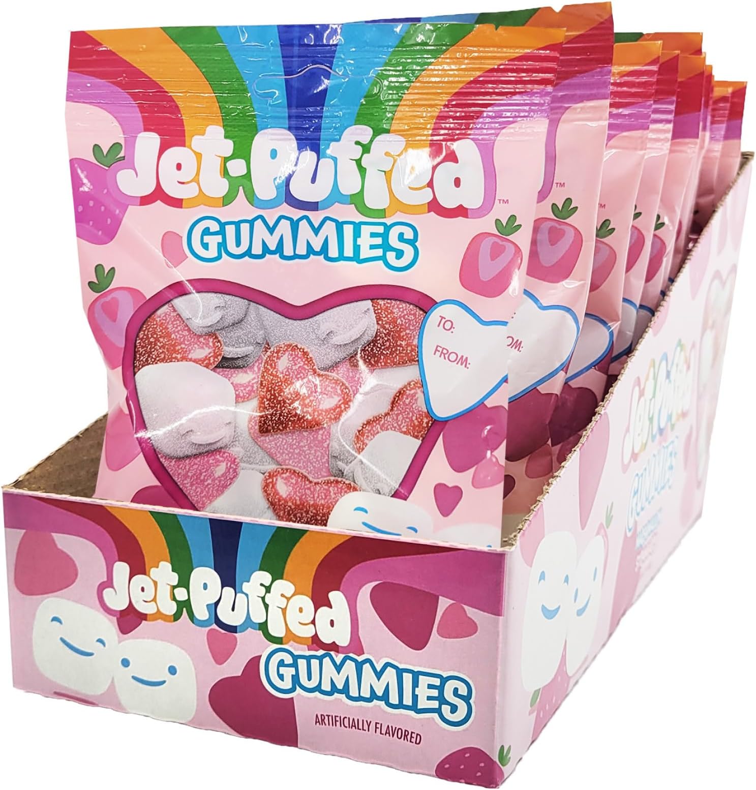 Marshmallow Gummy Peg Bag - Valentines Day Gummies - Bulk Valentine's Candy - Classroom Candy - Box of 12