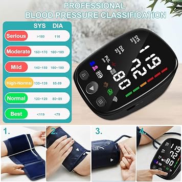 Bluetooth Blood Pressure Monitor for Home Use Adjustable Upper Arm Cuff