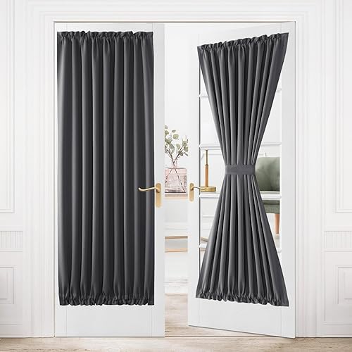 Miniatura 533 de DWCN Cortinas para puerta francesa: cortina térmica con bolsillo para barra para puertas con ventana de cristal, puertas de cocina y patio