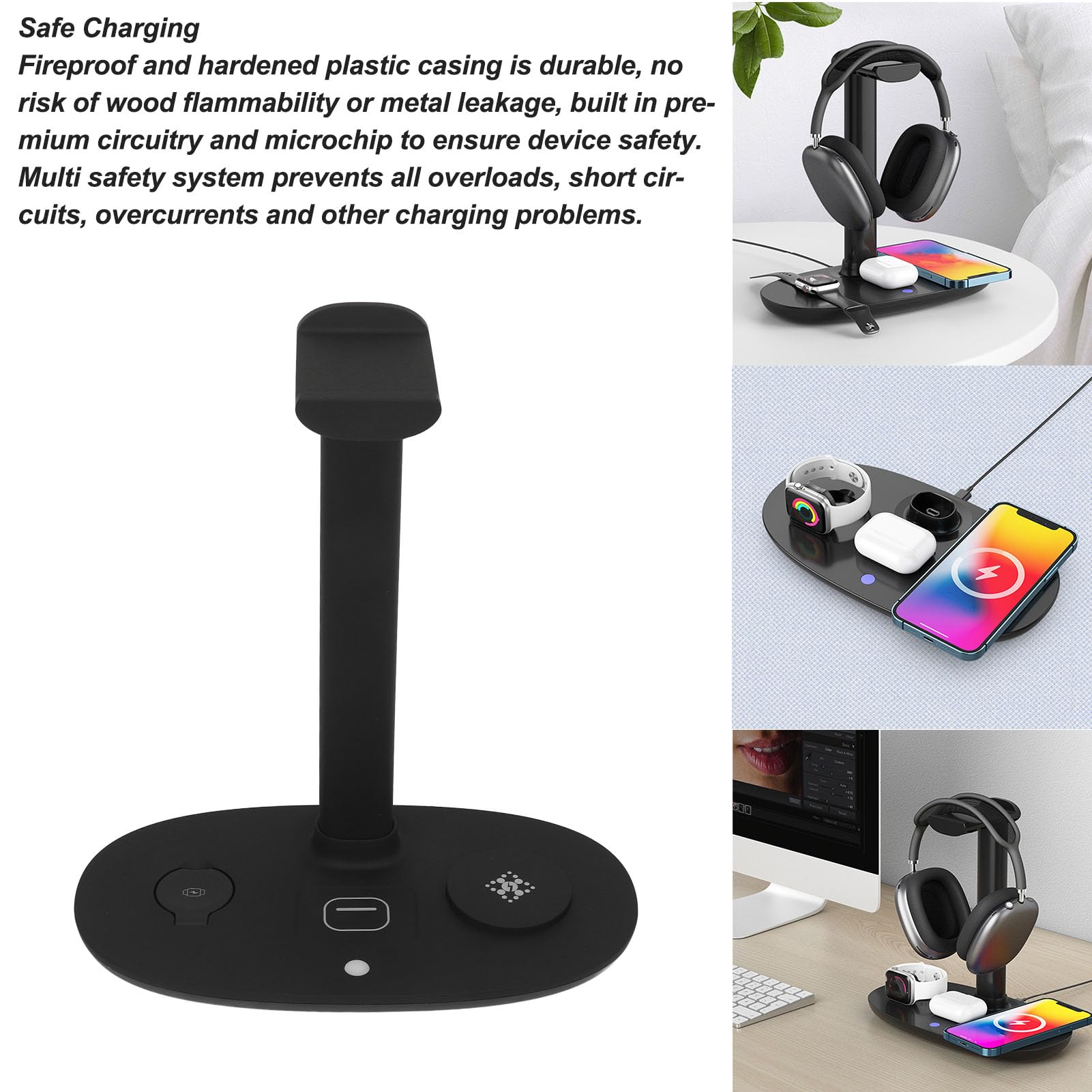 Luocute Supporto per Cuffie con Caricabatterie Wireless, Ricarica Rapida