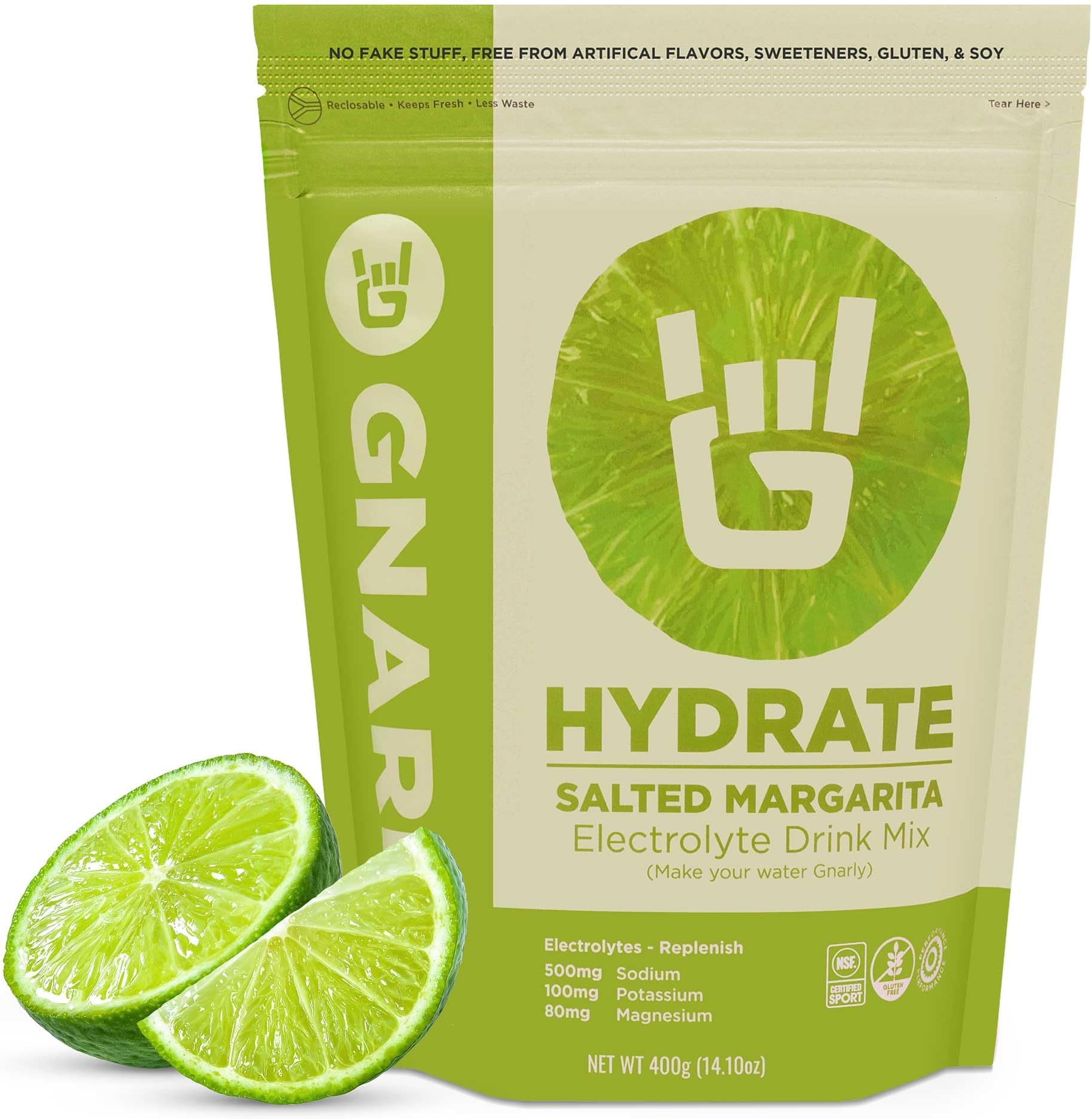 Gnarly Nutrition Hydrate Electrolyte Powder – Salted Margarita Exercise Hydration Drink Mix – NSF Sport Certified – Electrolyte Solution, Performance & Recovery – Salted Margarita, 14.10 oz
