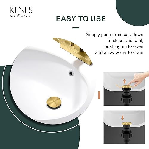 Miniatura 49 de KENES Desagüe desplegable de bronce aceitado para lavabo, tapón de drenaje para lavabo, montaje de drenaje de fregadero sin desbordamiento, anti