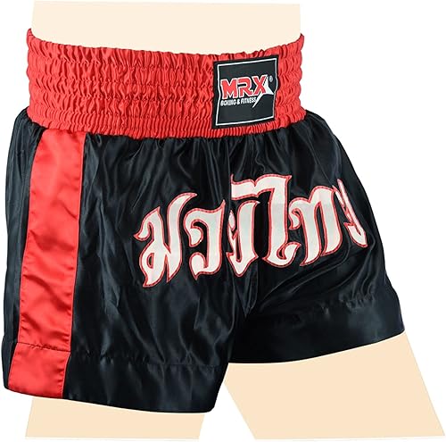 Miniatura 29 de MRX - Pantalones cortos de boxeo para hombre, entrenamiento de lucha y muay thai, boxeo, artes marciales mixtas, BJJ Llama azul/roja,Rojo