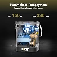 EXIT 20V Elektromos Pumpa 150 PSI - Autógumi Felfújó LED Világítással, Digitális Nyomásmérővel - Kerékpár, Labda, SUP Pumpa Akkumulátorral 3