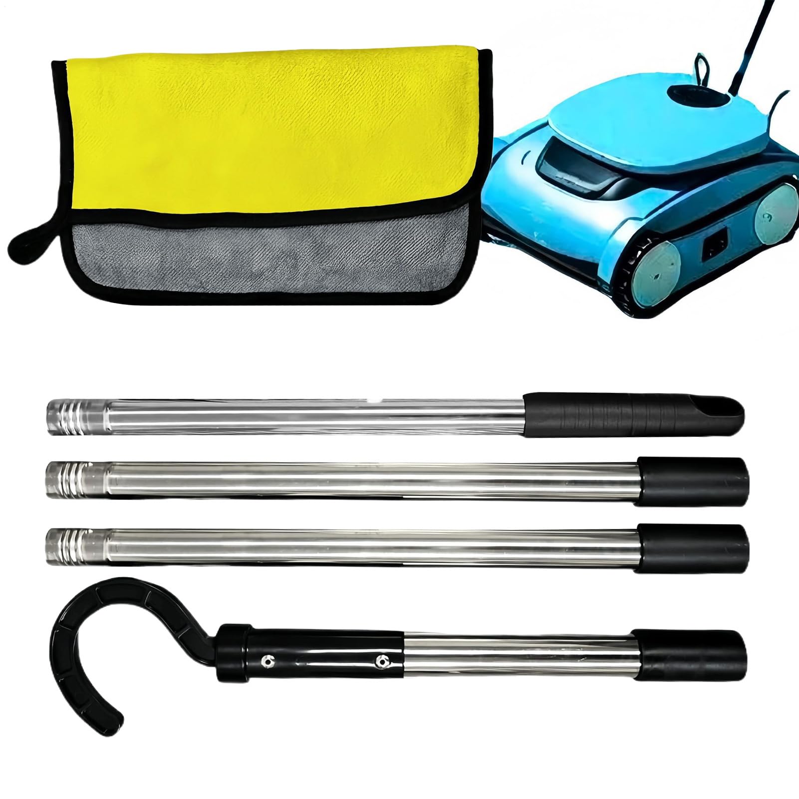 Hook for Pool Robots - Pool Retrieval Hook with 70 Inch Adjustable Stainless Pole | Detachable Steel for Robotic Pools Vacuum Cleaner | Cleaning Accessories Hooks Grabbing The Pools Cleaner