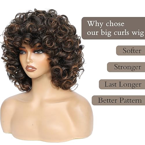Miniatura 6 de Peluca rizada de los años 70 para mujeres negras, peluca afro de aspecto natural grande y esponjosa, suave, pelucas de los años 60, aretes de aro