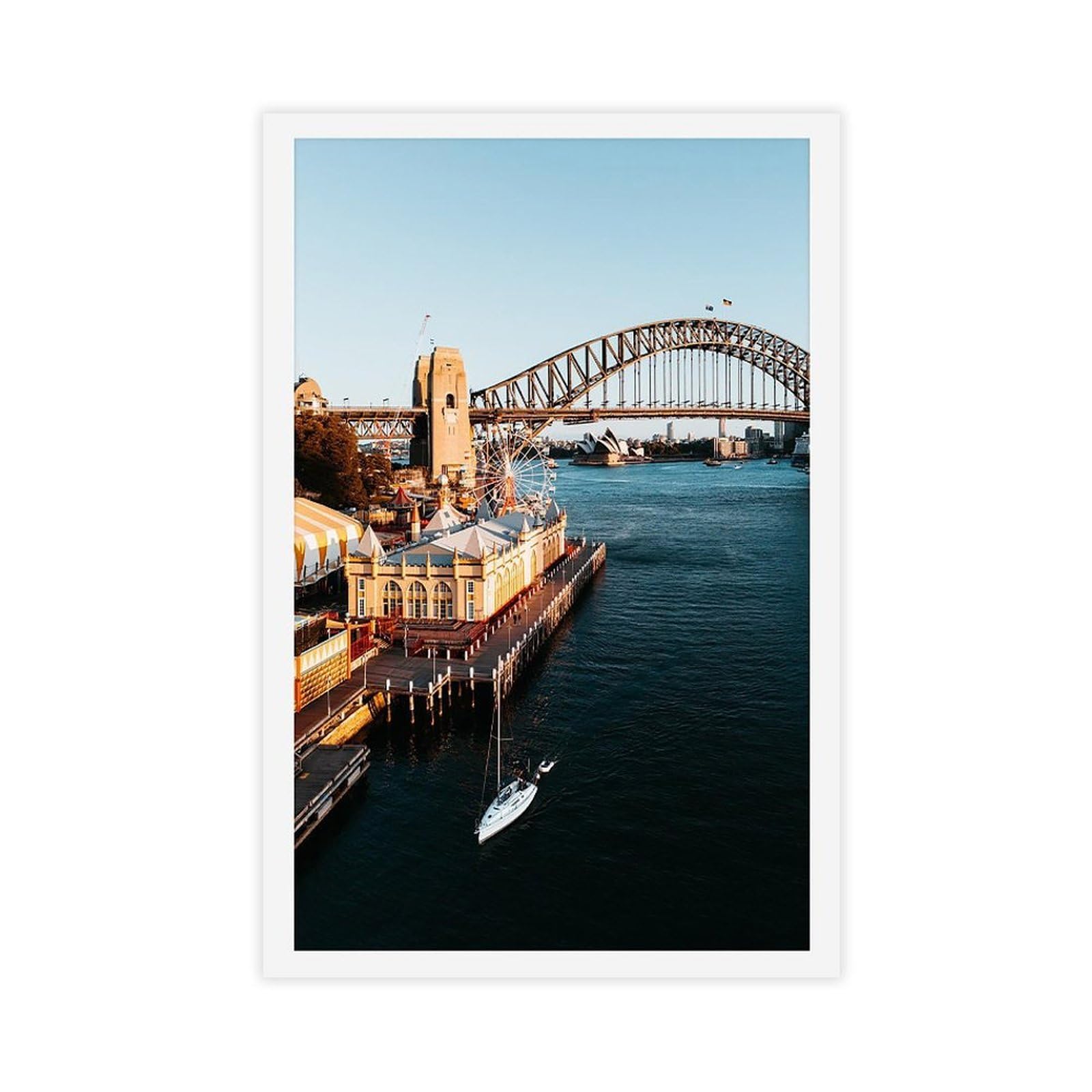 HEYANM Sydney Harbour Bridge Print Luna Park Opera House Fine Art Canvas Poster Wall Art Paintings for Living Room Bedroom Decoration Unframe 16x24inch