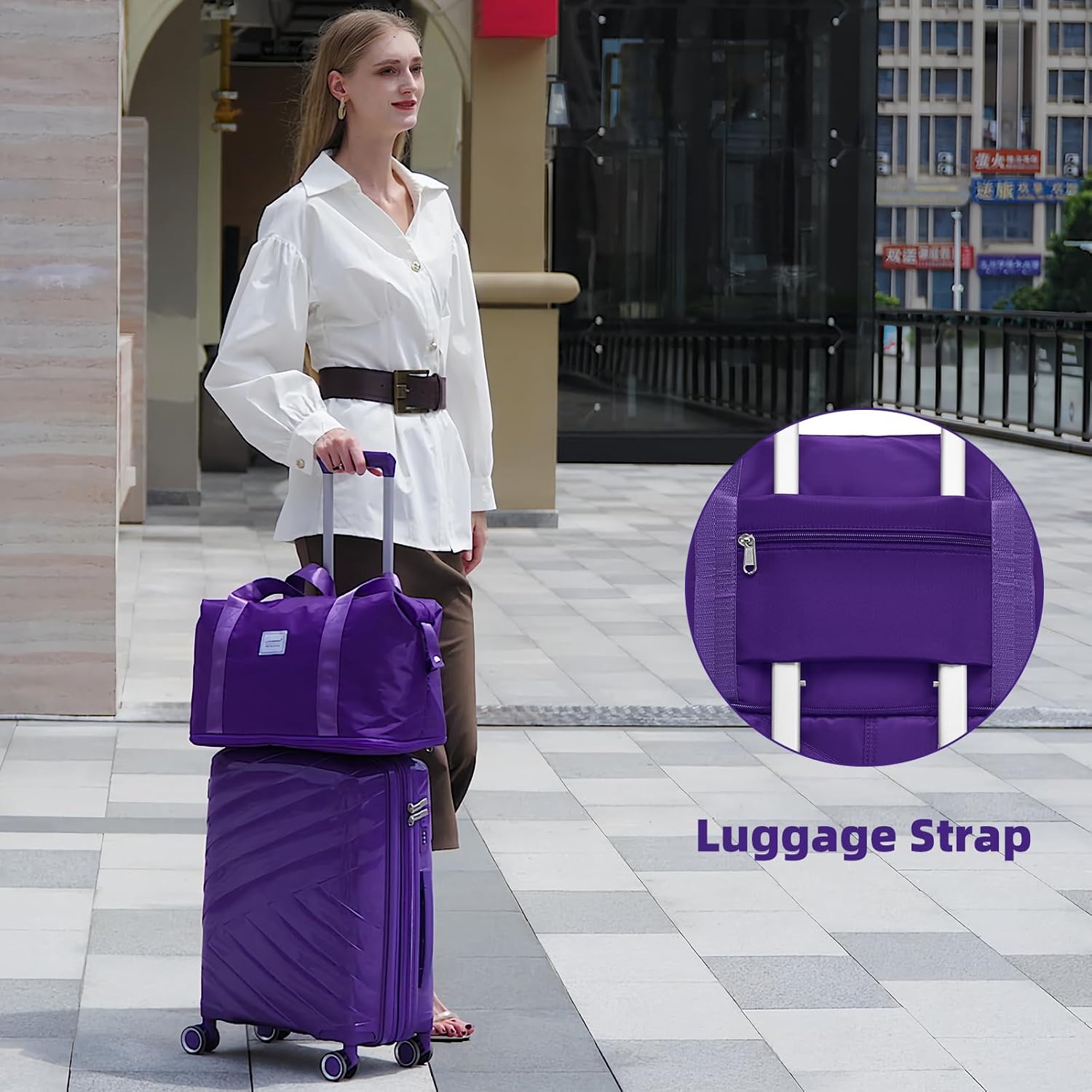 Carry On Luggage 22x14x9 Airline Approved, 20 Inch Expandable Hardshell Luggage Carry-on Suitcases with Spinner Wheels, Carry On Suitcase Set for Women (PURPLE) - Image 2