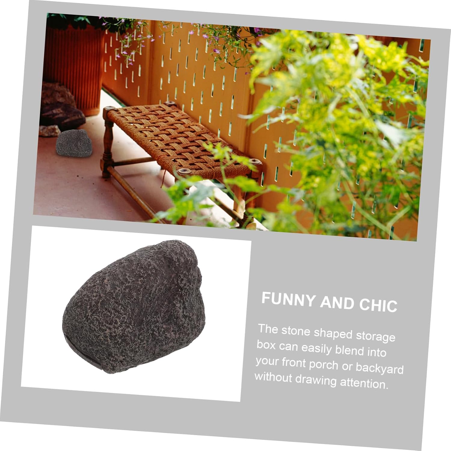Holibanna Stone Key Storage Box Outdoor Garden Key Hider Faux Rock Safe Weatherproof Decorative for Home and Ornament Light Gray