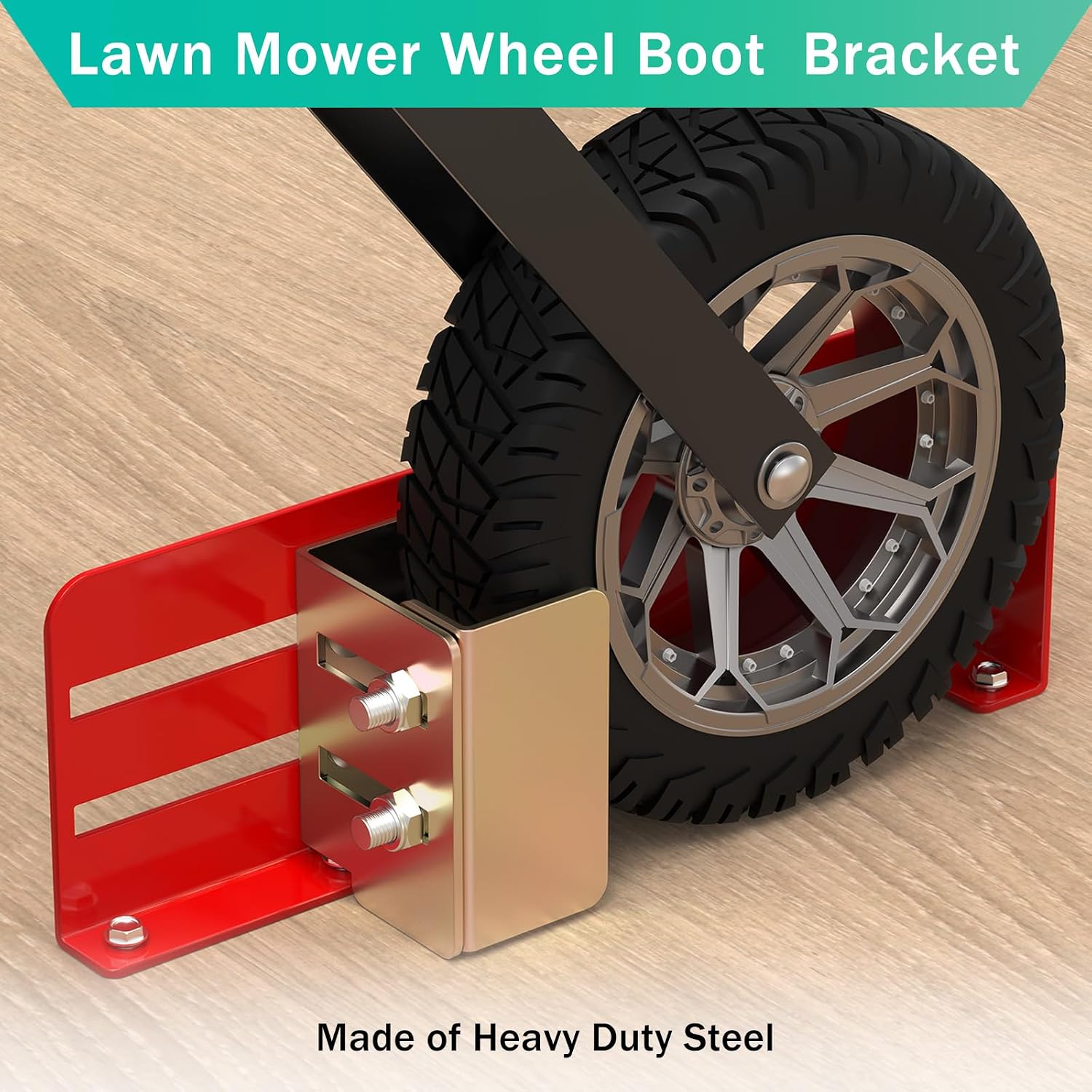Mower Wheel Boot Lock for Small Mower Boot Secure on Open Enclosed Trailers or Garage fit Small Mowers Diameters from 8” to 14.5”