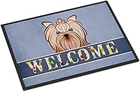 Vista 42 de Caroline's Treasures BB1449JMAT - Tapete de bienvenida de carlino negro, 24 x 36 pulgadas, tapete azul para puerta delantera, para interiores