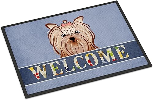 Miniatura 42 de Caroline's Treasures BB1449JMAT - Tapete de bienvenida de carlino negro, 24 x 36 pulgadas, tapete azul para puerta delantera, para interiores