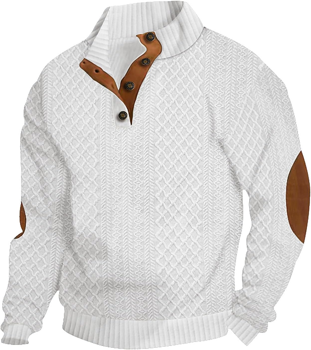 Men’s Casual Sweatshirt Pullover Sweater Casual Long Sleeve Stand Collar Quarter Button Sweaters