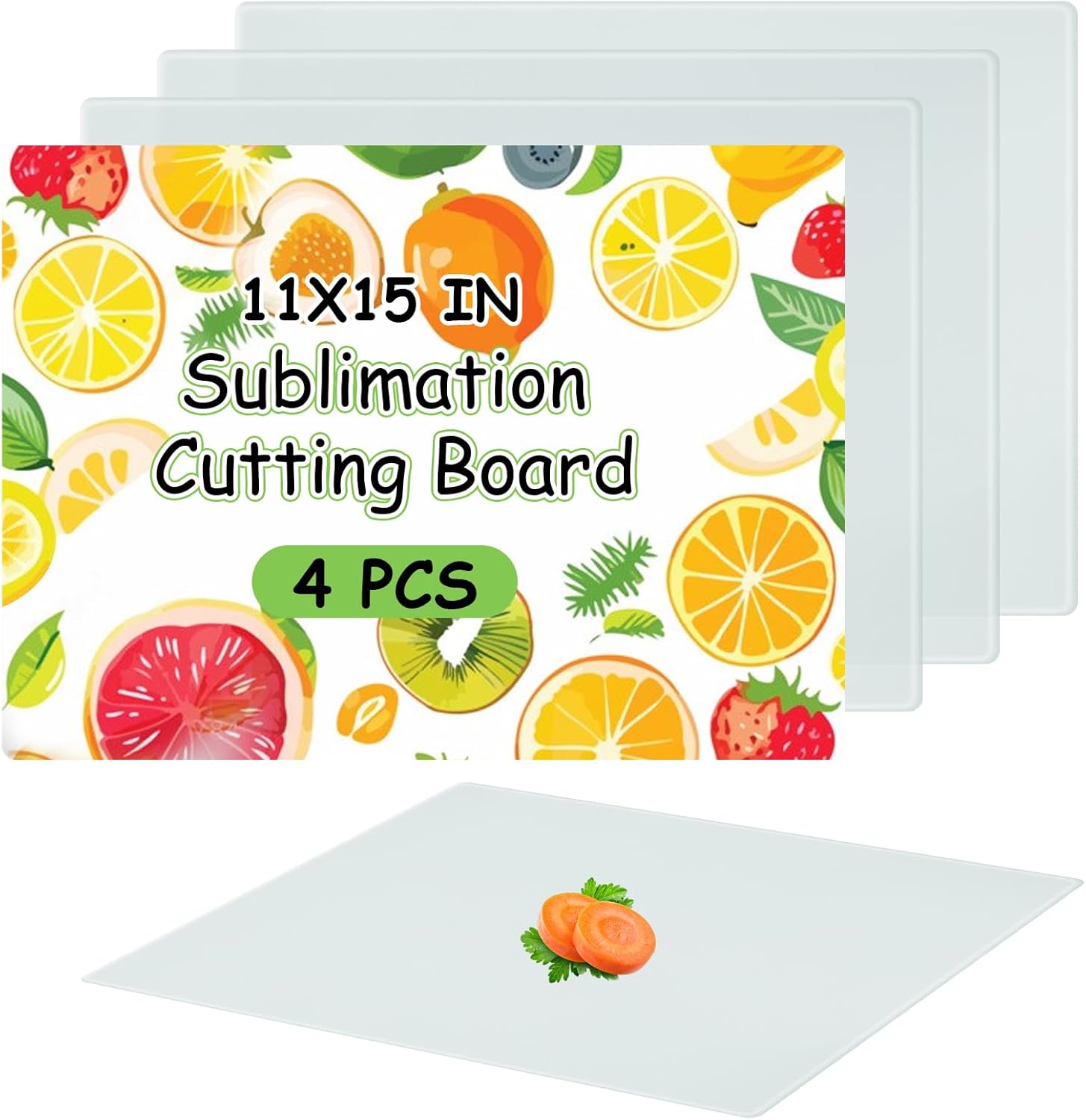 4 PCS Sublimation Cutting Board Blanks 15x11 Inch Tempered Sublimation Glass Cutting Board with Lip Textured Sublimation Anti Slip Glass Chopping Board for Kitchen, DIY, Crafts
