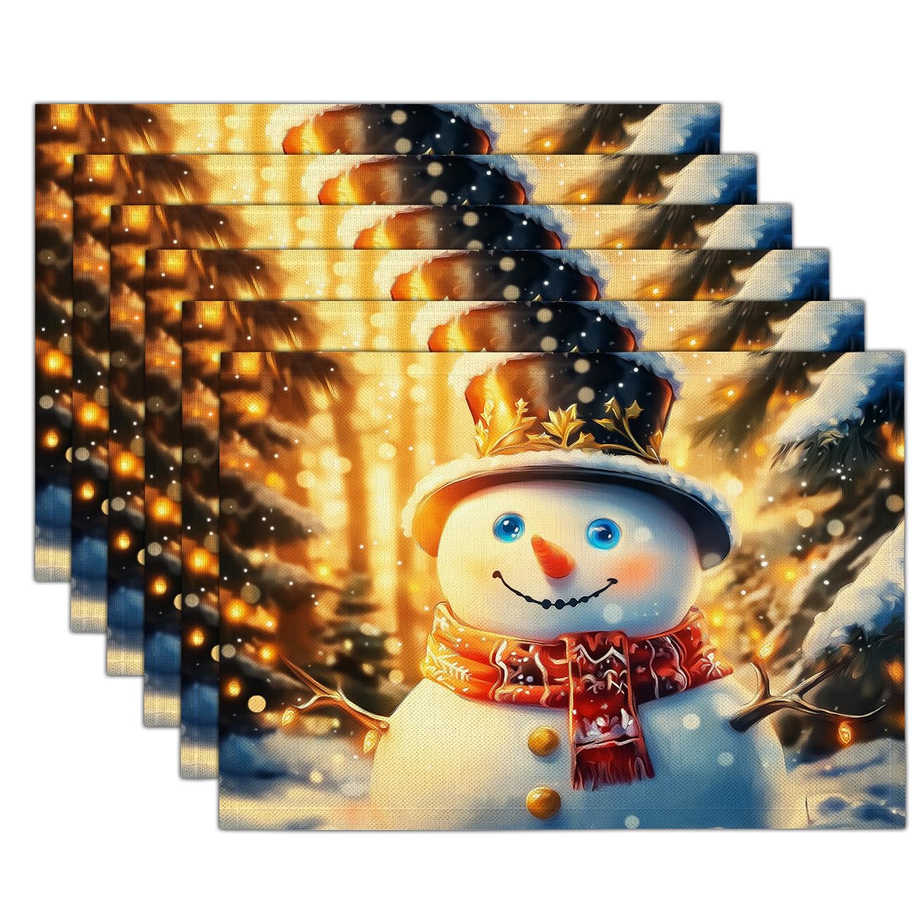 Sets de table bonhomme de neige de la forêt décoration cuisine Noël