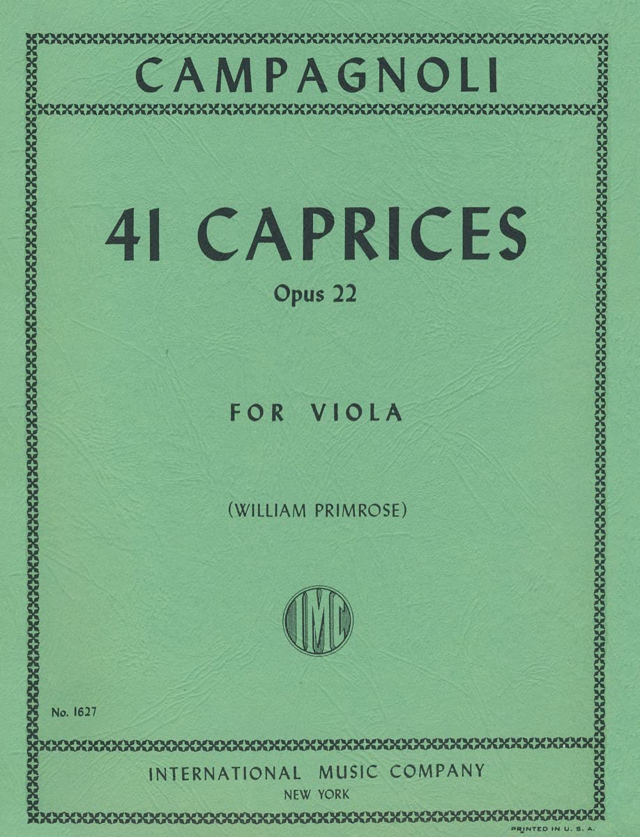 41 Caprices, Opus 22 for Viola by Bartolemeo Campagnoli: (William Primrose) [Sheet music]