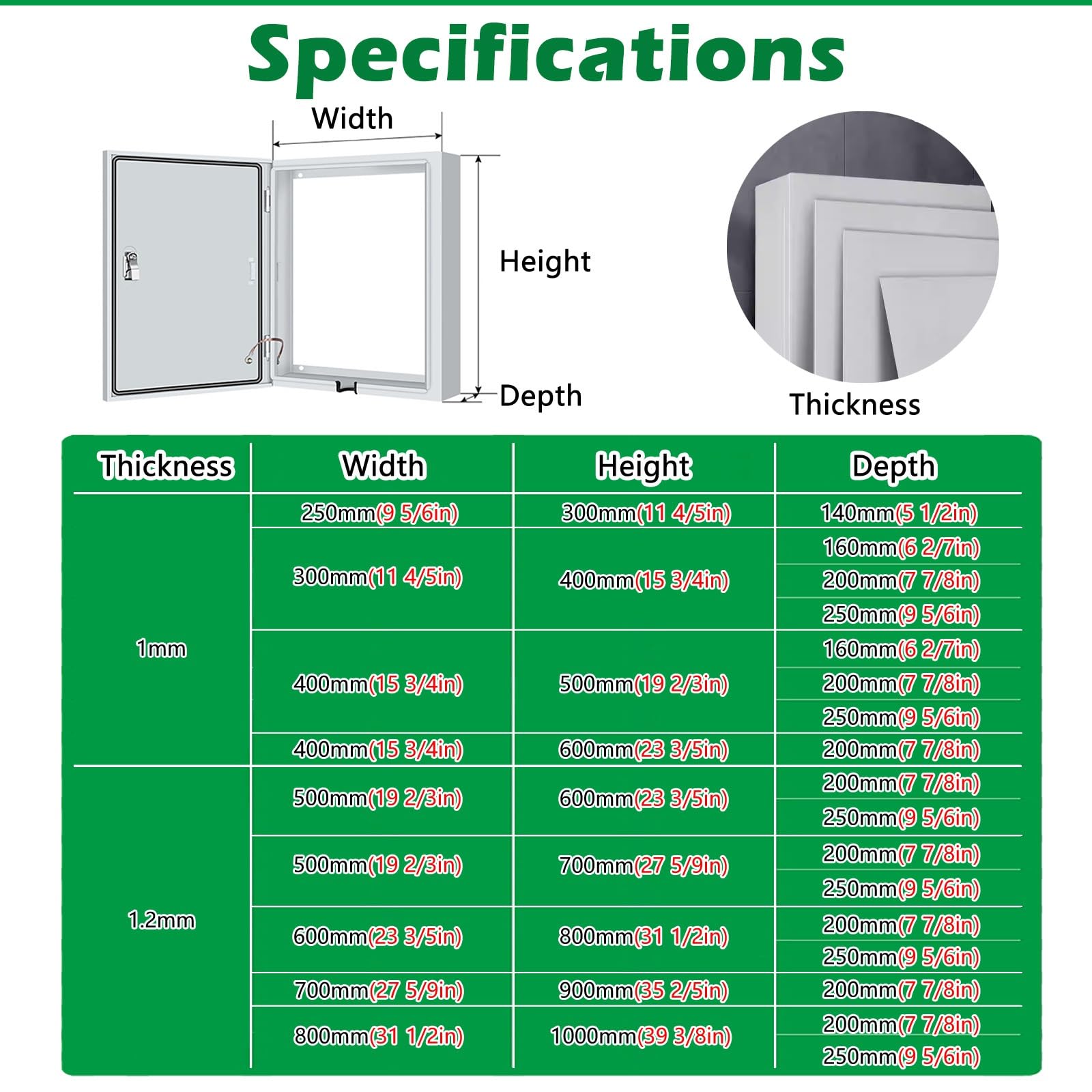 Caja Electrica Exterior Caja De Conexiones Eléctricas Hueca De Pared, Impermeable Y A Prueba De Polvo, Con Cerradura, De Acero, Para Exteriores E Interiores, Con Orificio De Salida.((WxHxD)250x300x140