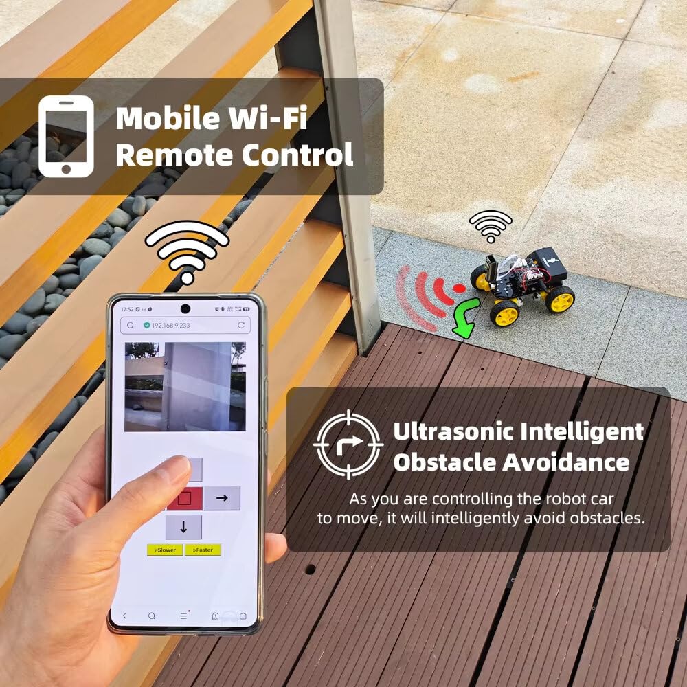 VIDOO Kit Robot Smart 4WD con Telecamera ESP32 Controllo WiFi per Programmazione Arduino