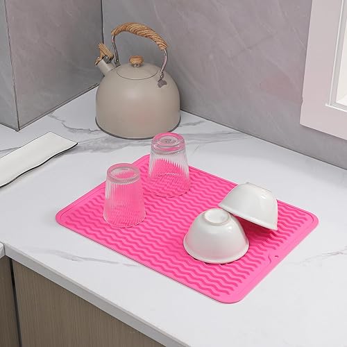 Miniatura 1038 de Tapete de silicona para secado de platos para múltiples usos, fácil de limpiar, ecológico, resistente al calor, tapete de silicona para encimera