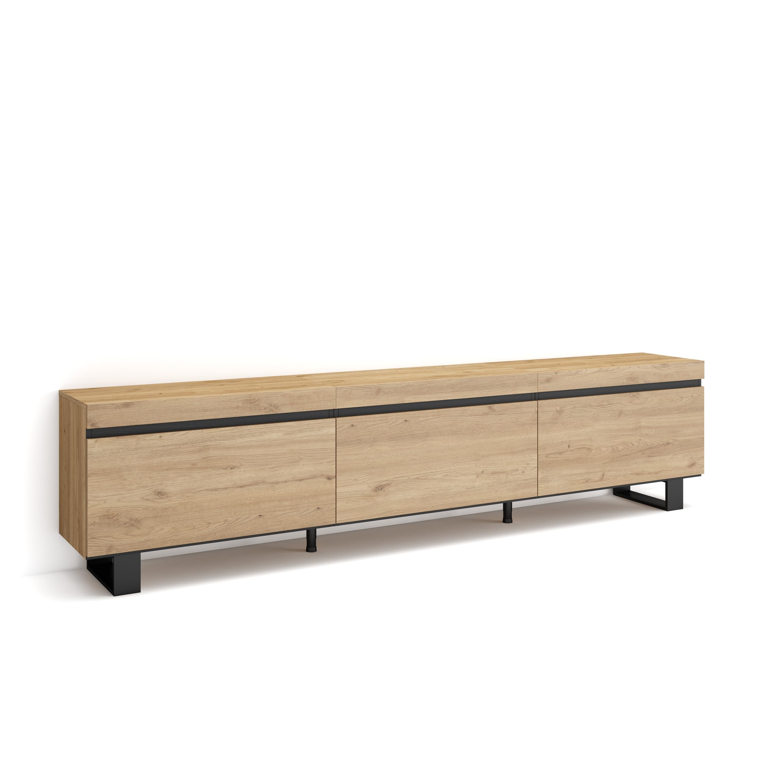Skraut Home | Mobile TV Soggiorno | Ampio spazio a disposizione | 240x57x35 cm | Design industriale | Stile moderno | Rovere