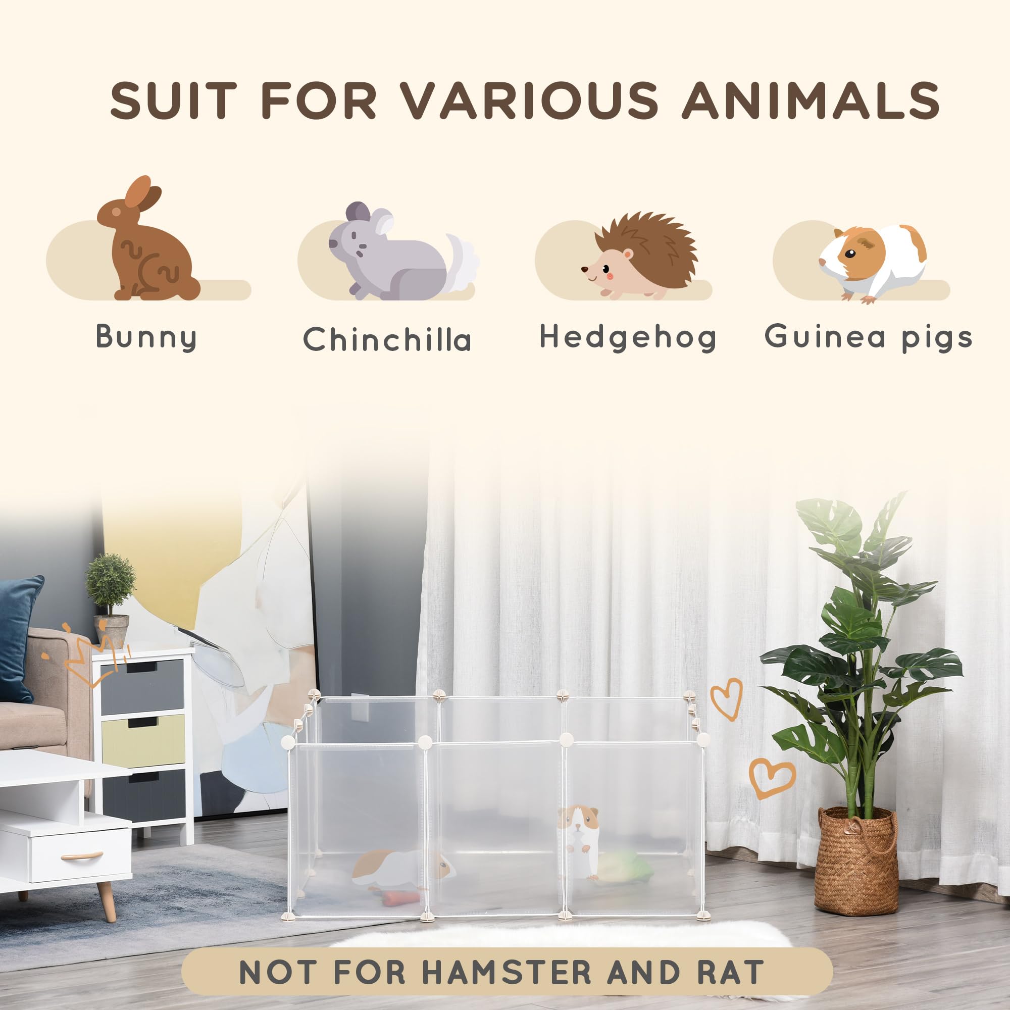 24-Panel Small Animal Playpen – C&C Cage For Guinea Pigs, Rabbits, Puppies, With Waterproof Mat, Portable Indoor/Outdoor