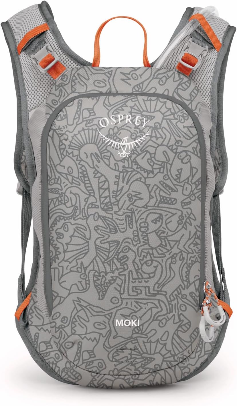 Osprey Moki 3L Kids' Biking Backpack with Hydraulics Reservoir, Hungry Dino Print