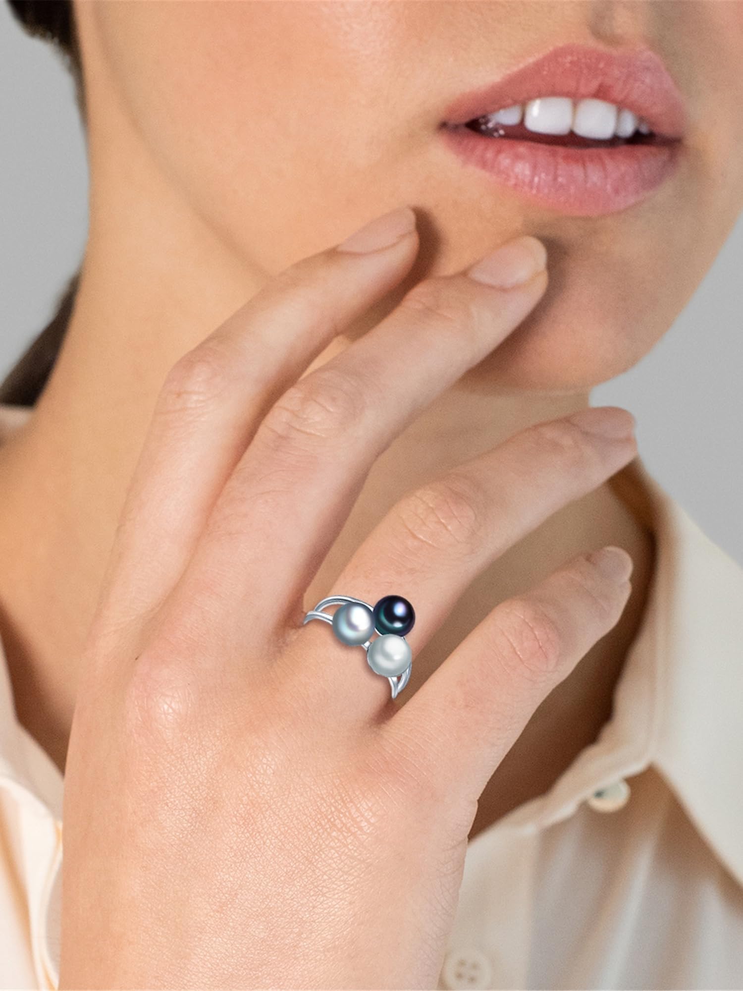 Valero Pearls Anillo de perlas para Mujer Plata de ley 925