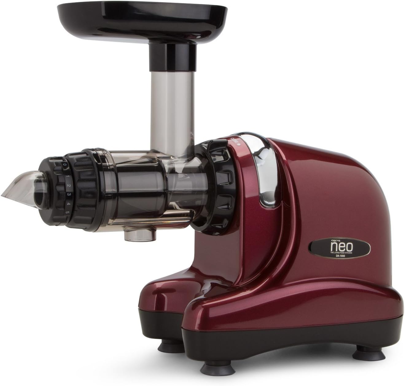 Oscar Neo Slow Juicer DA 1000 - Horizontal Cold Press Juicer / Masticating Nutrition Juicer - 200 Watt Quiet Motor - Includes Food Processing & Pasta Attachments