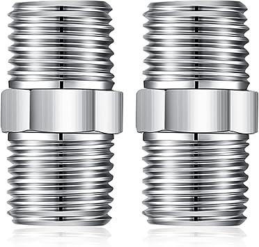 2 Stück Doppelnippel 1/2 Zoll Edelstahl - Duschschlauch Adapter Mit Filter