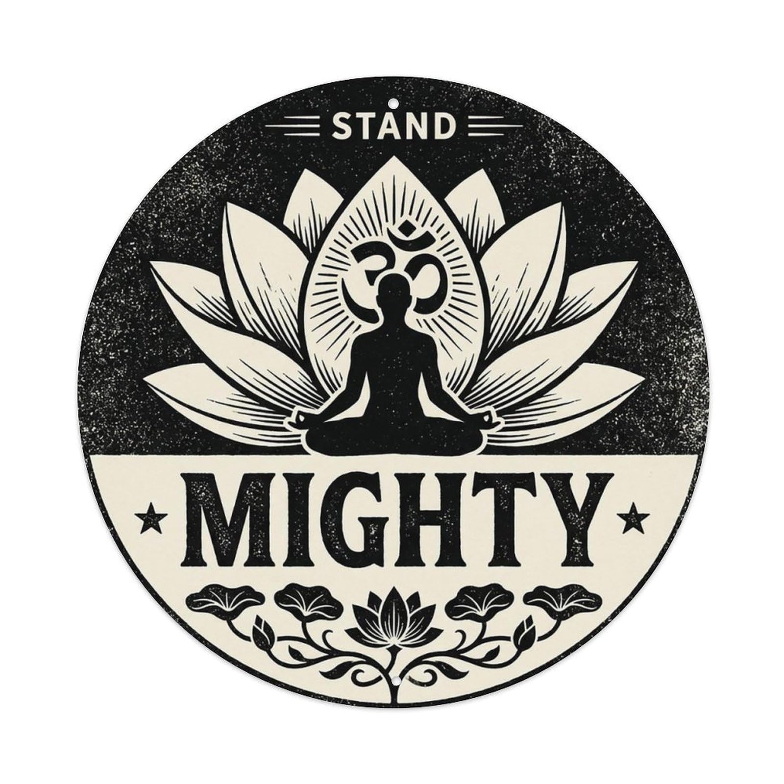 Zen Flower Meditation Den Mighty Vintage Metal Tin Sign Plaque Wall Decor for Cafe, Club Bar, Office, Garden Metal Poster 8x8Inch