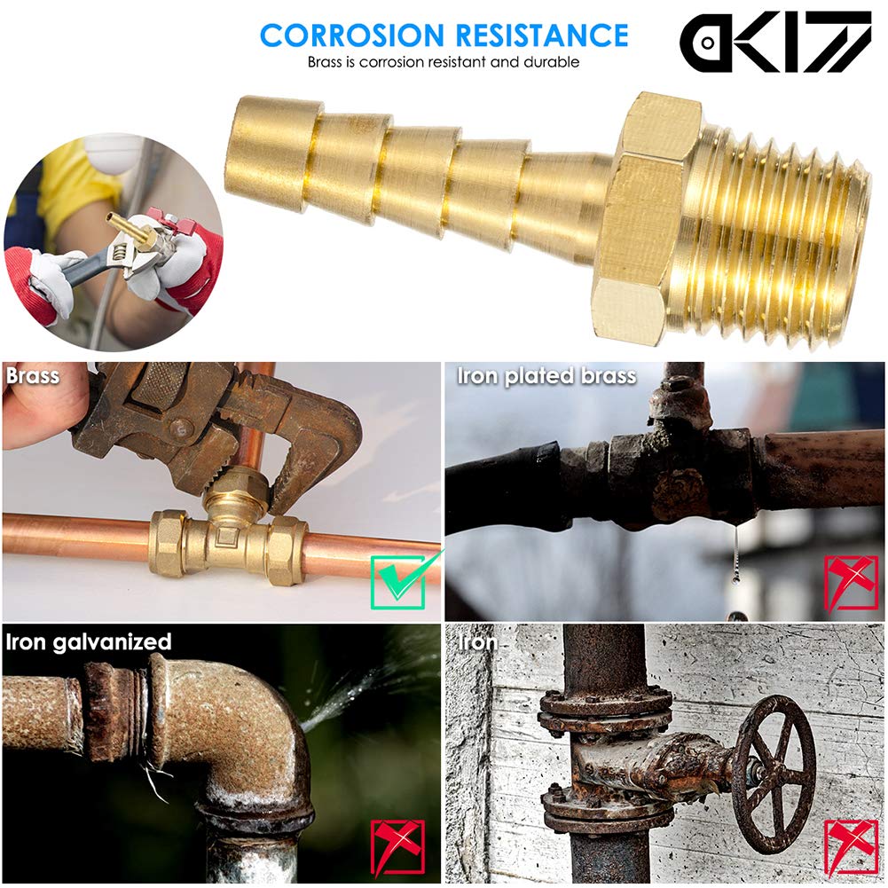 Brass 1/4" Barb X 1/4" NPT Male End Air Hose Pipe Fitting Threaded Connector Adapter, Pack of 12 : Industrial & Scientific