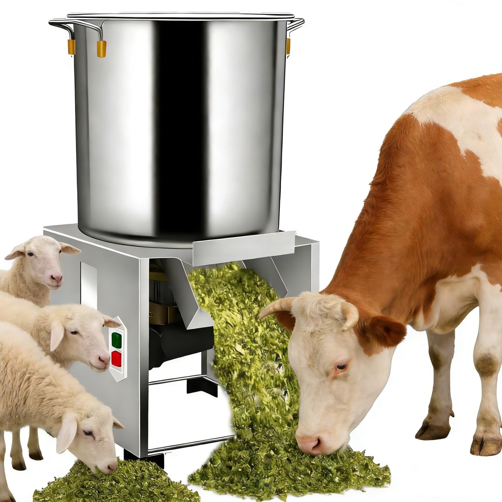 GZGHRZQS Electric Commercial Vegetable Chopper | Poultry Feed Processor | Breeding Crusher with 4 Blades | 3500rpm Stainless Steel Grinder | for Livestock Feed, Vegetables Grains, for Farm Equipment