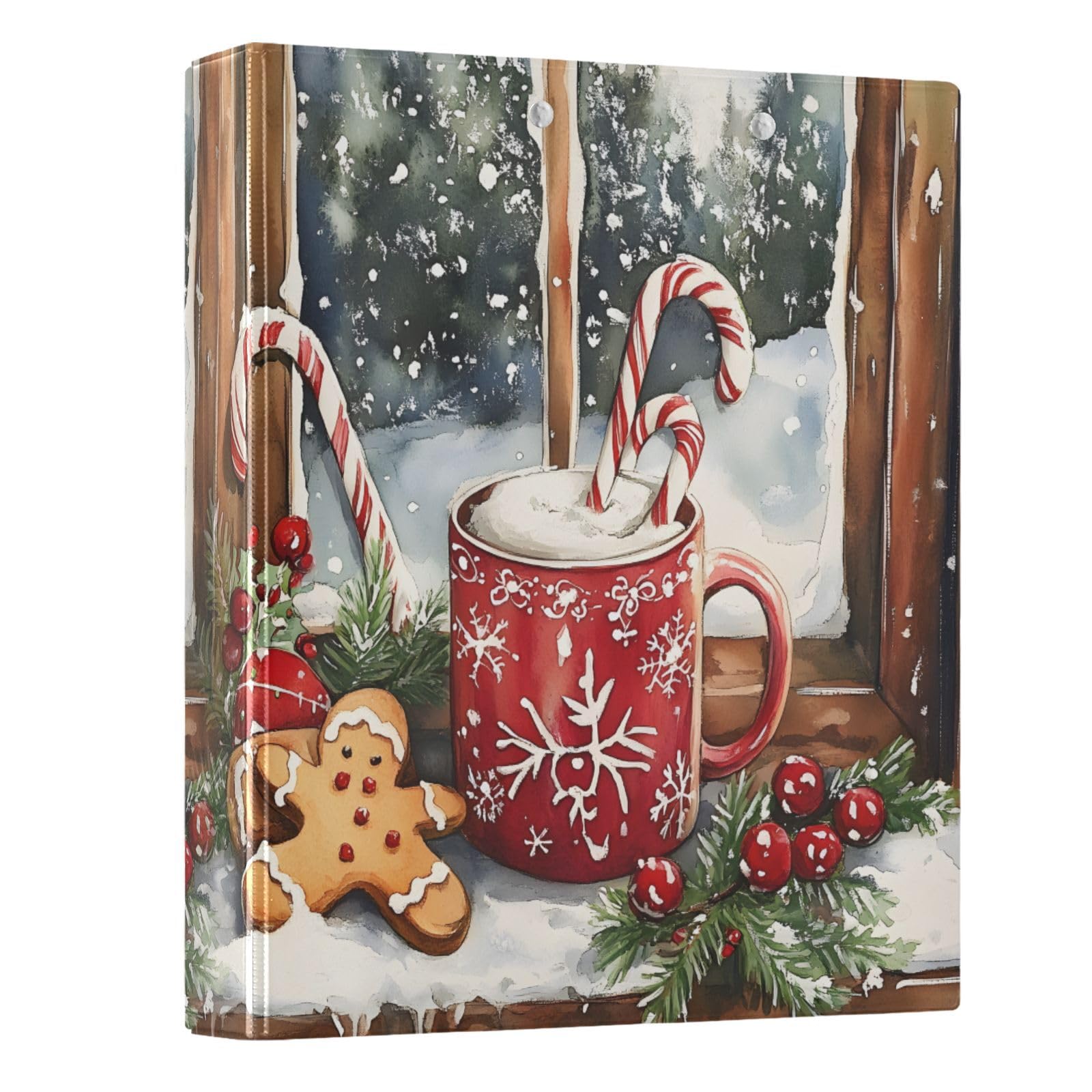 3 Ring Binder Christmas Gingerbread Cup Candy Cane 1.5 inch Binders