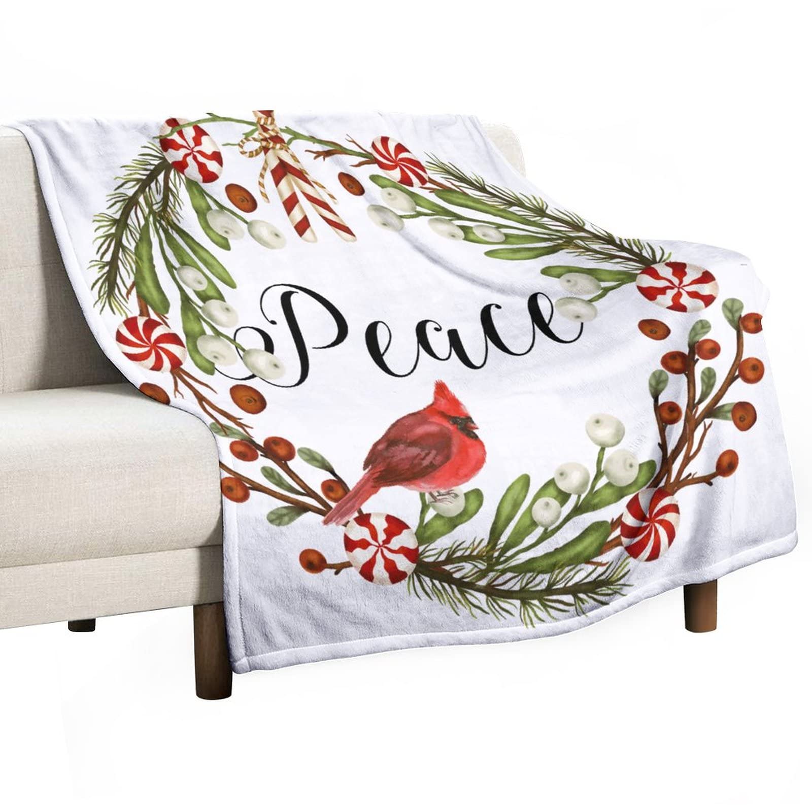 Couverture douce polaire motif oiseau de Noël, le cadeau idéal pour toute la famille