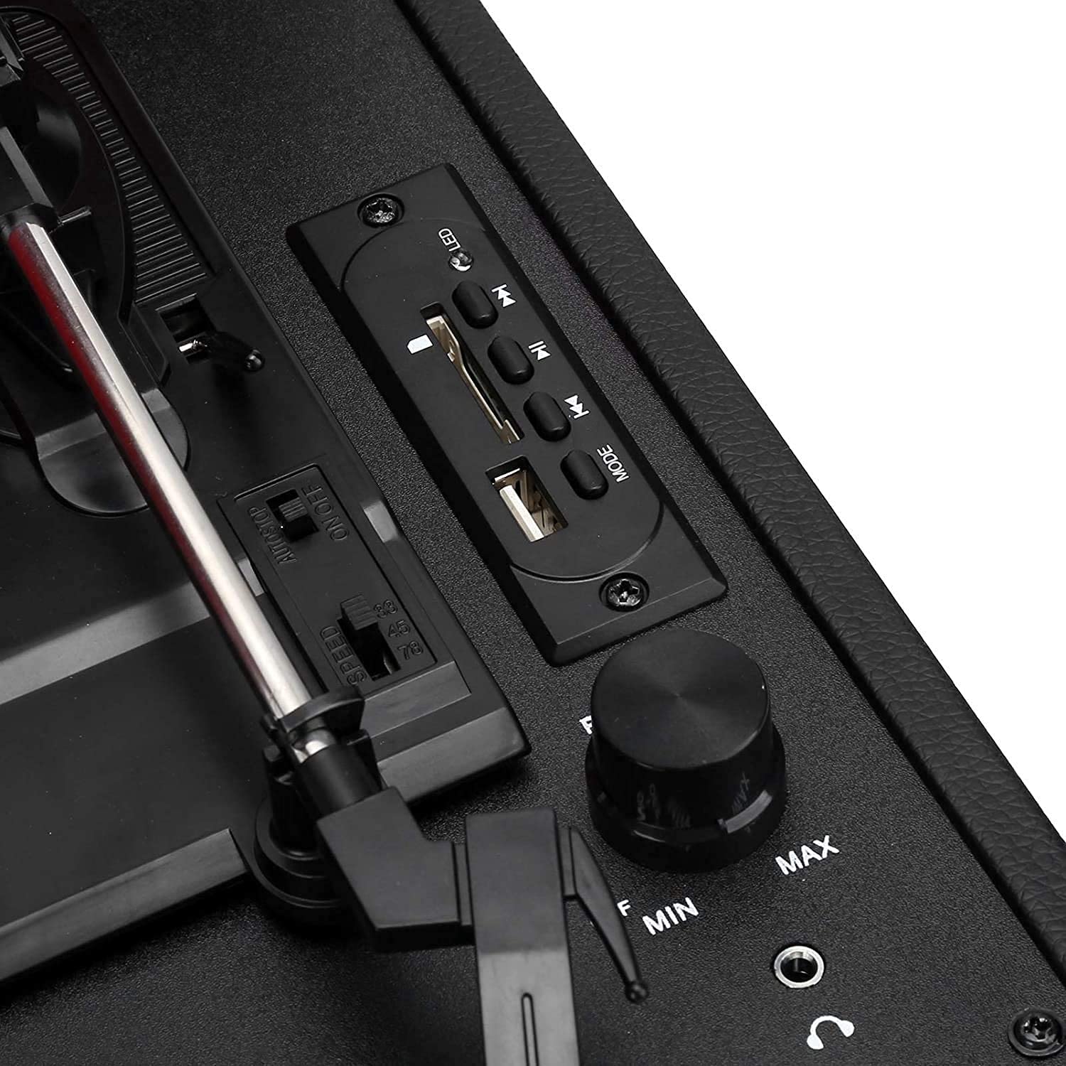 Magnétophone en Vinyle, phonographe rétro à Cassette, Bluetooth, étui en Cuir pour la Maison, Platine Vinyle rétro, Bluetooth à 3 Vitesses