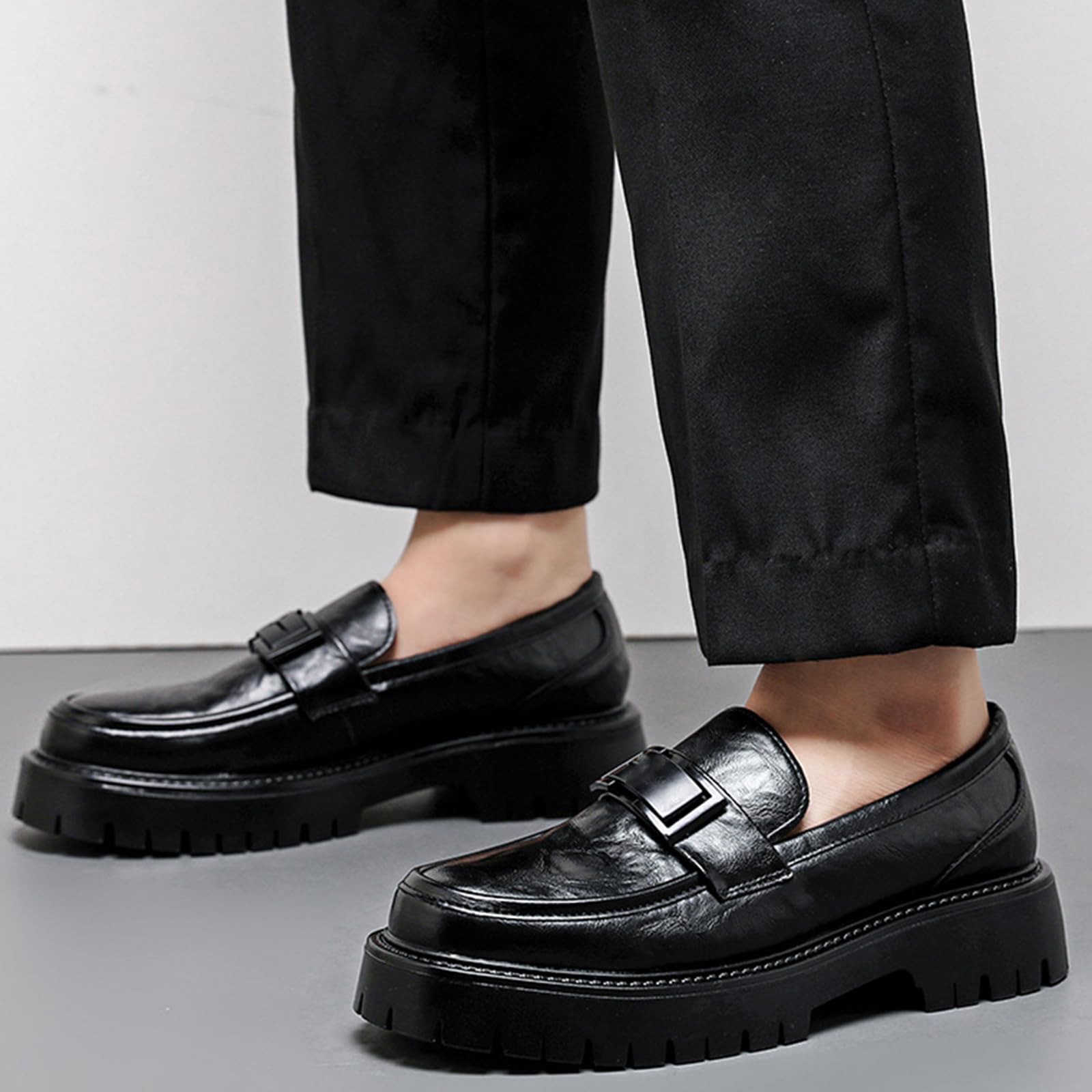 Mocassini da Uomo con Plateau Scarpe Eleganti in Pelle
