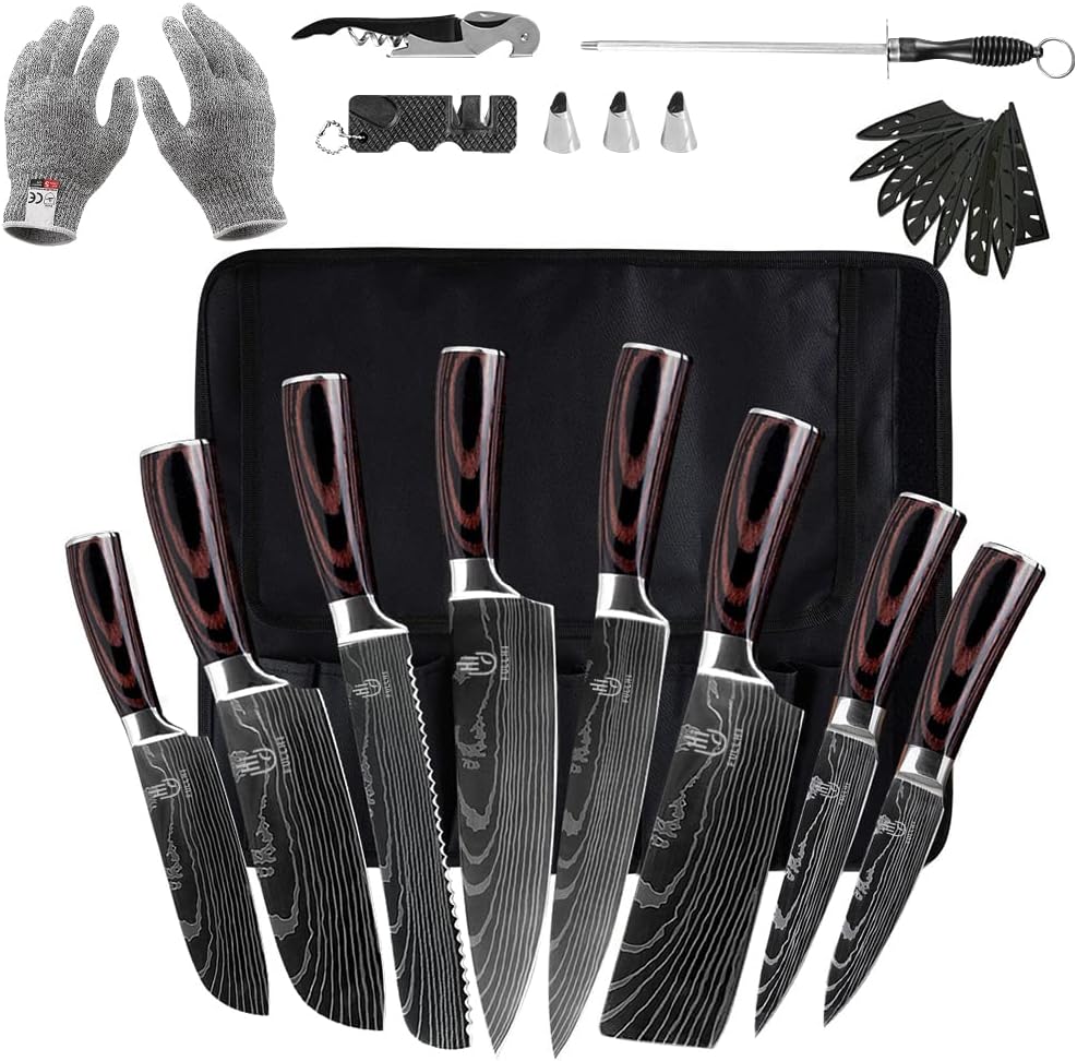 FULLHI Knife Set, 14pcs Japanese Knives Set, Premium German Stainless Steel chef Knife Set