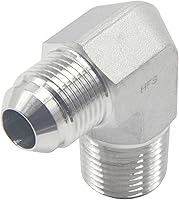 Vista 9 de HFS (R) 3/8" macho NPT a 3/8" macho JIC codo 90° Flare tubería de acero inoxidable 304 (3/8" MNPT x 3/8" MJIC)