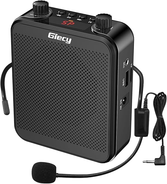Amplificateur Vocal Portable Rechargeable - Avec Micro Casque - Pour Enseignants, Coachs, Guides - Autonomie Longue - 2200 MAh