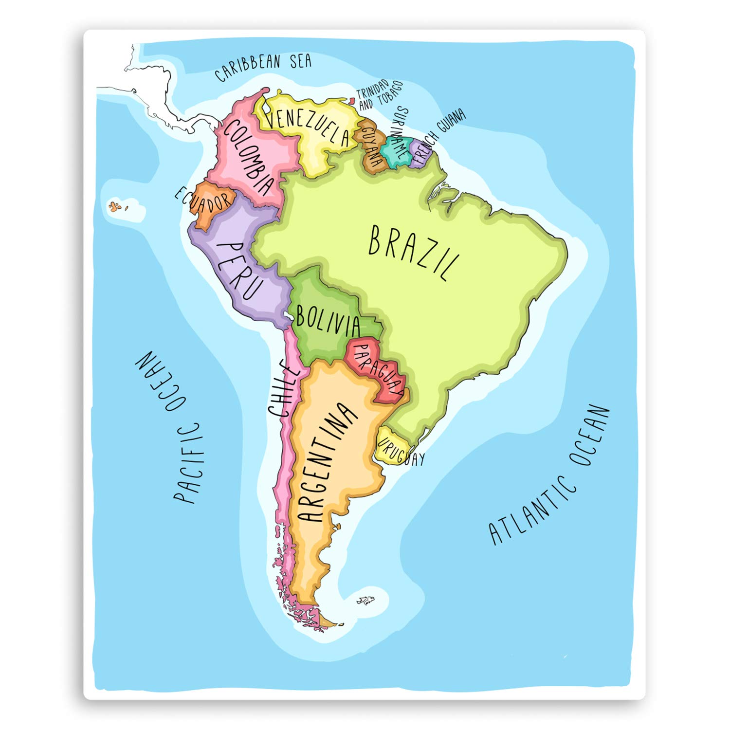 2 x 10cm South America Map Vinyl Stickers - Brazil Travel Luggage Sticker #31865 (10cm Tall)