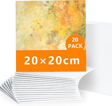 20 Pack Canvas for Painting Blank Canvas Panels Board 20 x 20 cm8" x 8" canvases Painting Artist Boards Acid-Free for Acrylic, Oil,Art Painting Panel,Beginners,Professional Artists