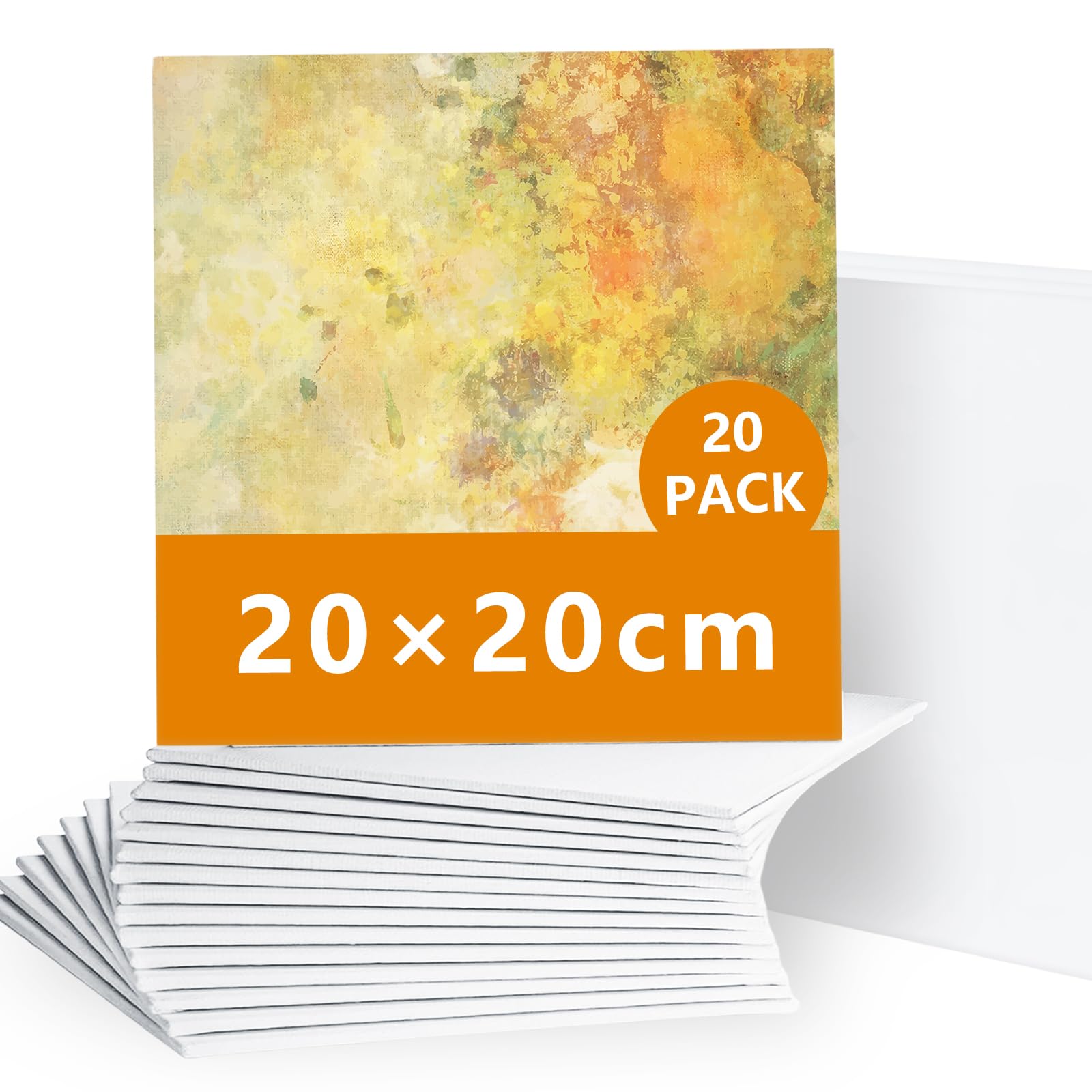20 Packs Canvas for Painting Blank Canvas Panels Board 20 x 20 cm(8" x 8") canvases Painting Artist Boards Acid-Free for Acrylic Oil,Art Painting Panel
