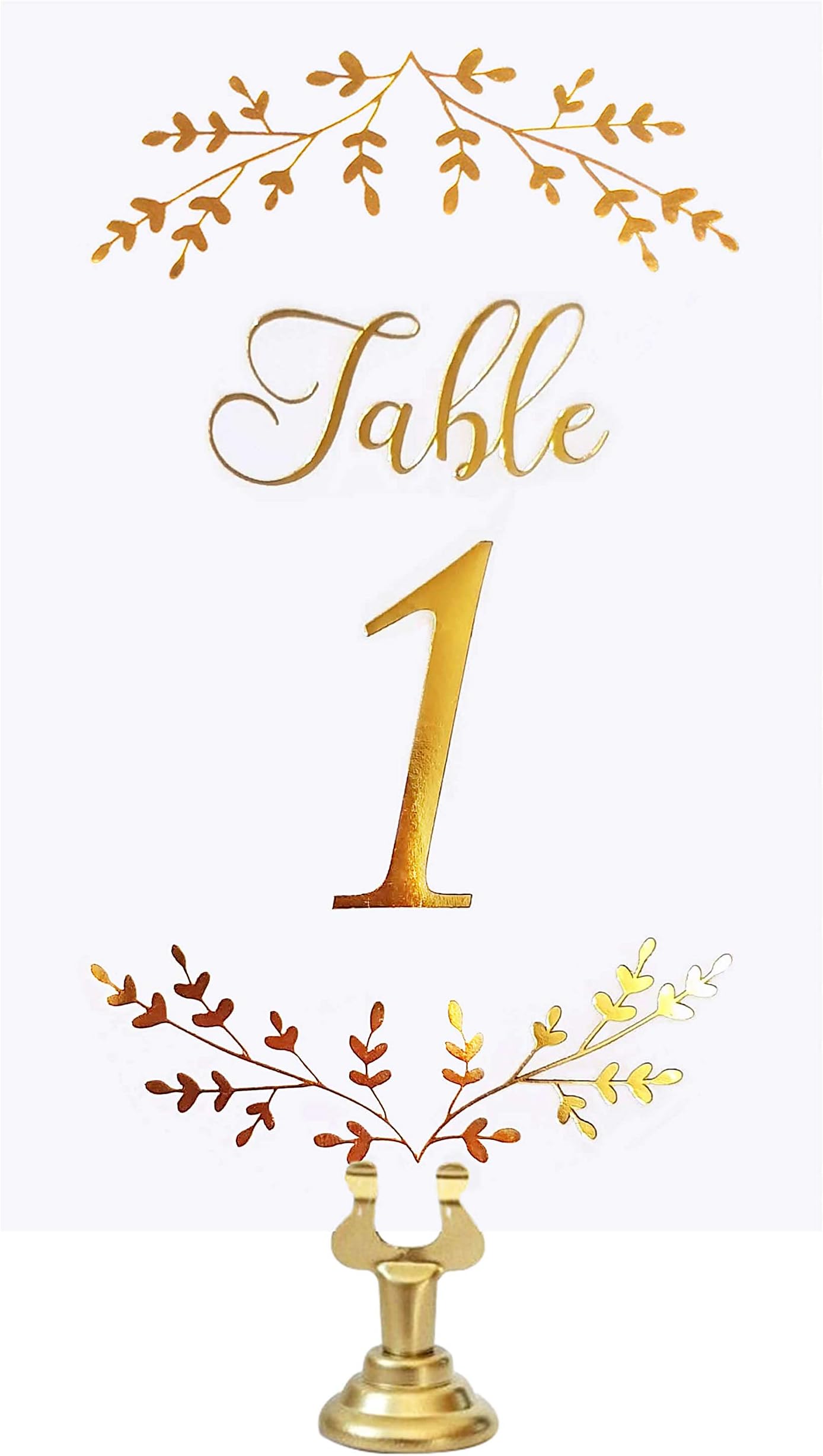VNS Creations Gold Foil Table Numbers Cards. 4 x 6 Inches Double Sided Table Numbers Perfect for Wedding, Receptions, Parties, Events, Banquets. Numbers 1-25 and Head Table Card Included.