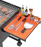 lanlw Silicone Grill Mat for Blackstone Griddle - 16x11.5" BBQ Tools Organizer with 8 Slots, Heat-Resistant Drip Pad (Orange)