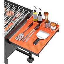 Silicone Grill Mat Compatible with Blackstone, BBQ Griddle Tools Mat with Drip Pad, Spatula Mat for Outdoor Kitchen Counter, Gifts for Men (Orange)