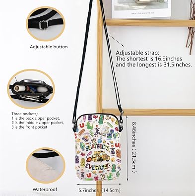 Cartoon Merch Seatbelts Everyone Crossbody Bag Bus Driver Gift Magic Bus Driver Job Pride Gift