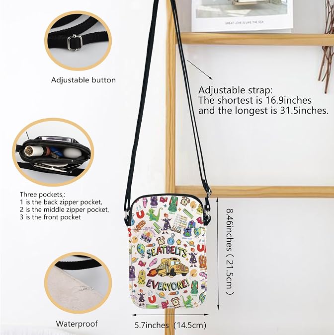 Cartoon Merch Seatbelts Everyone Crossbody Bag Bus Driver Gift Magic Bus Driver Job Pride Gift