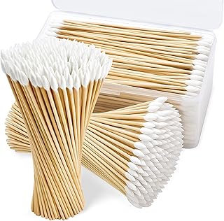 500 PCS 6-Inch Pointed Cotton Swabs with Storage Case, Precision Gun Cleaning Swabs, Lint-Free Bamboo-Handle Long Cotton Swabs for Gun Cleaning, Makeup & Electronics